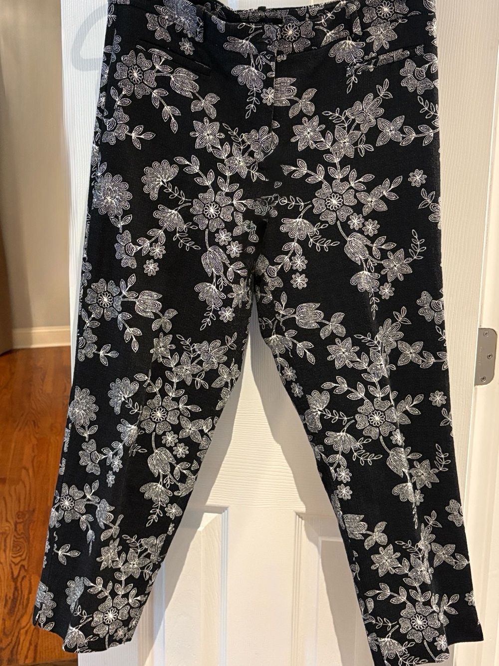 Ann Taylor Black Jeans with White Floral Embroidered Print